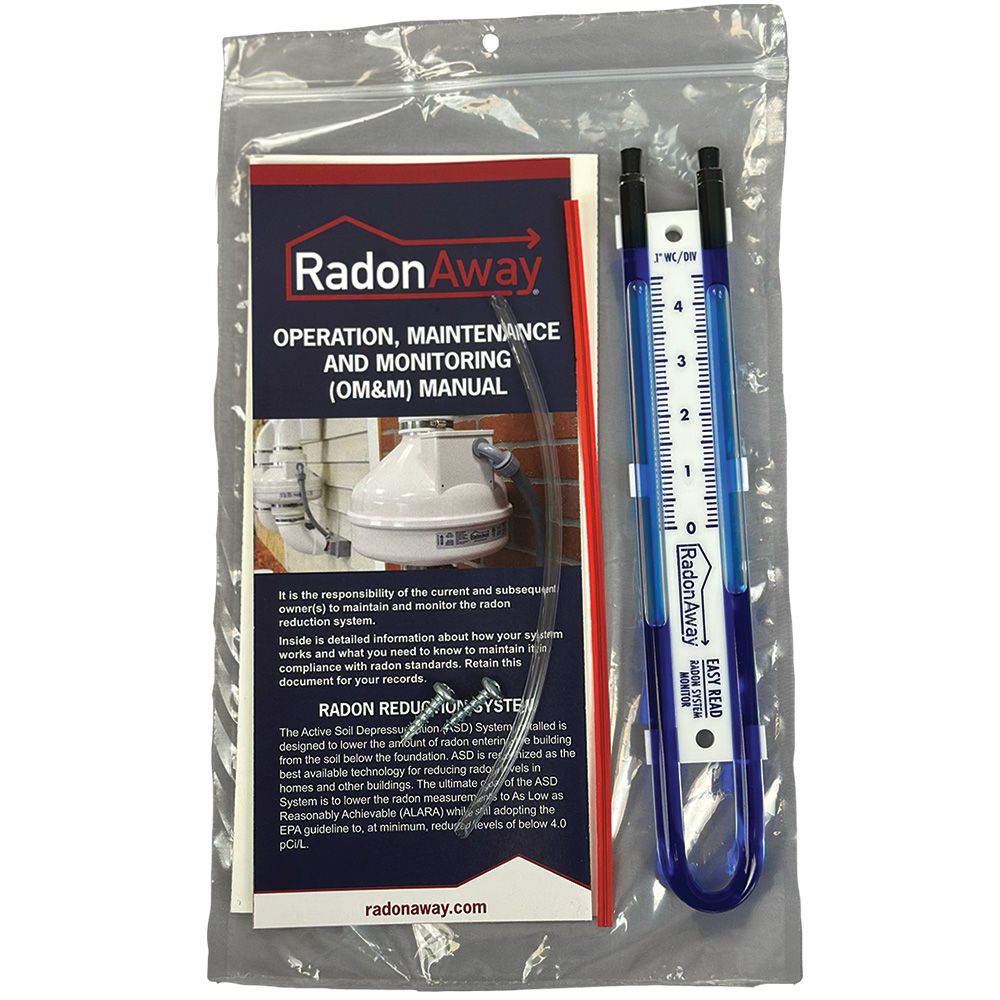 RadonAway Easy Read U-Tube Manometer - 0-4.5" Blue