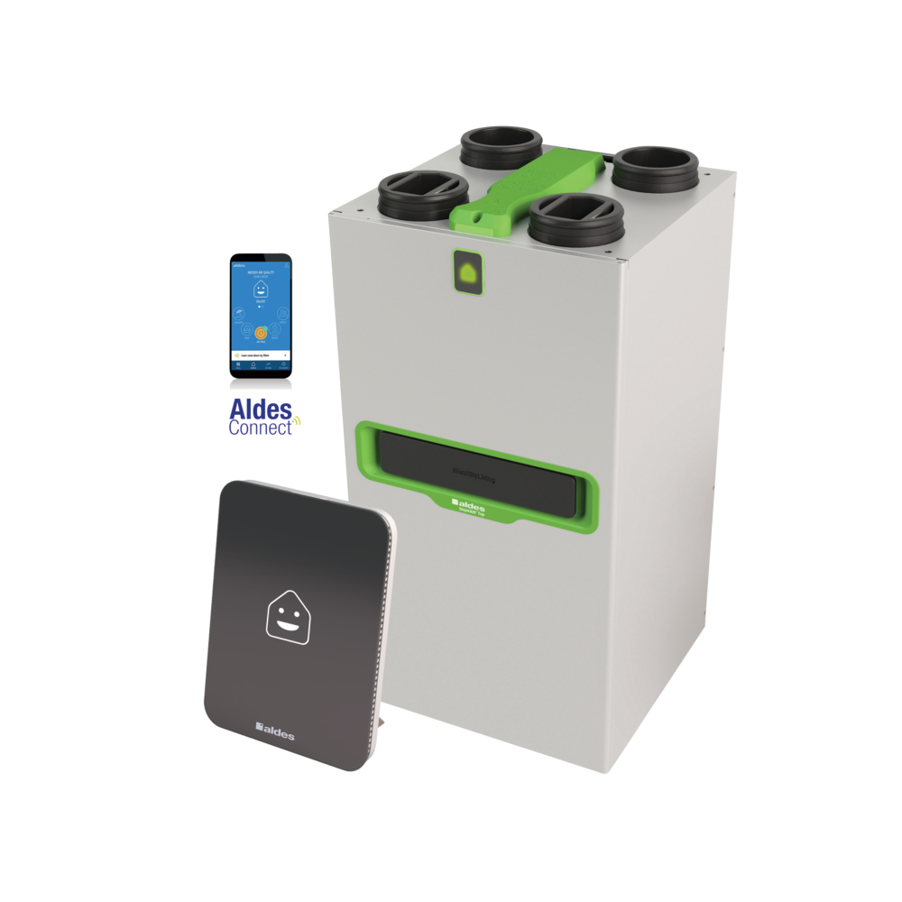 Aldes InspirAIR Top 450 Premium ERV — 265 CFM Connected Energy Recovery Ventilator with Radon Mode