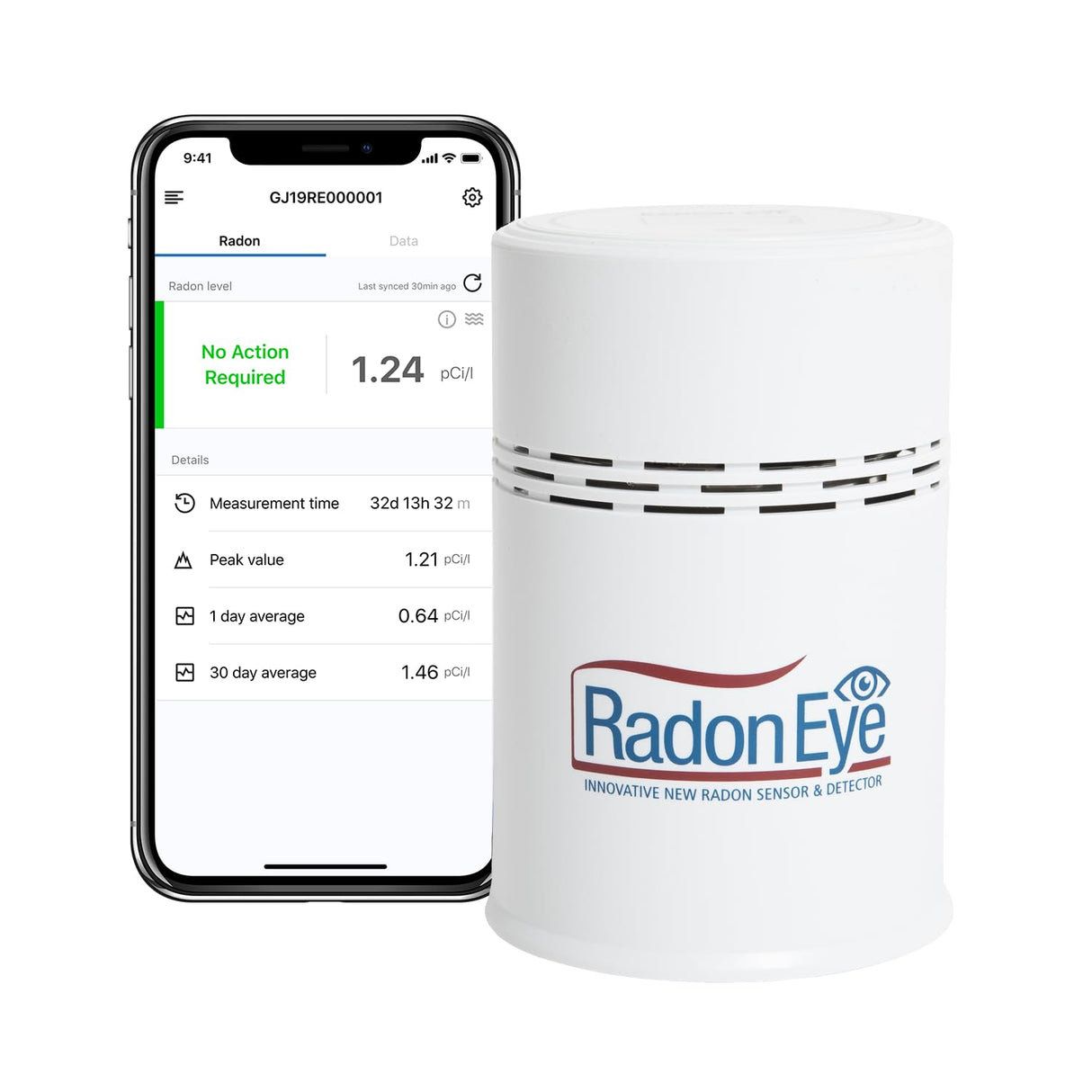 RadonEye RD200 radon detector with smartphone app — WiFi-enabled real-time radon monitor for Canadian homes, Health Canada compatible