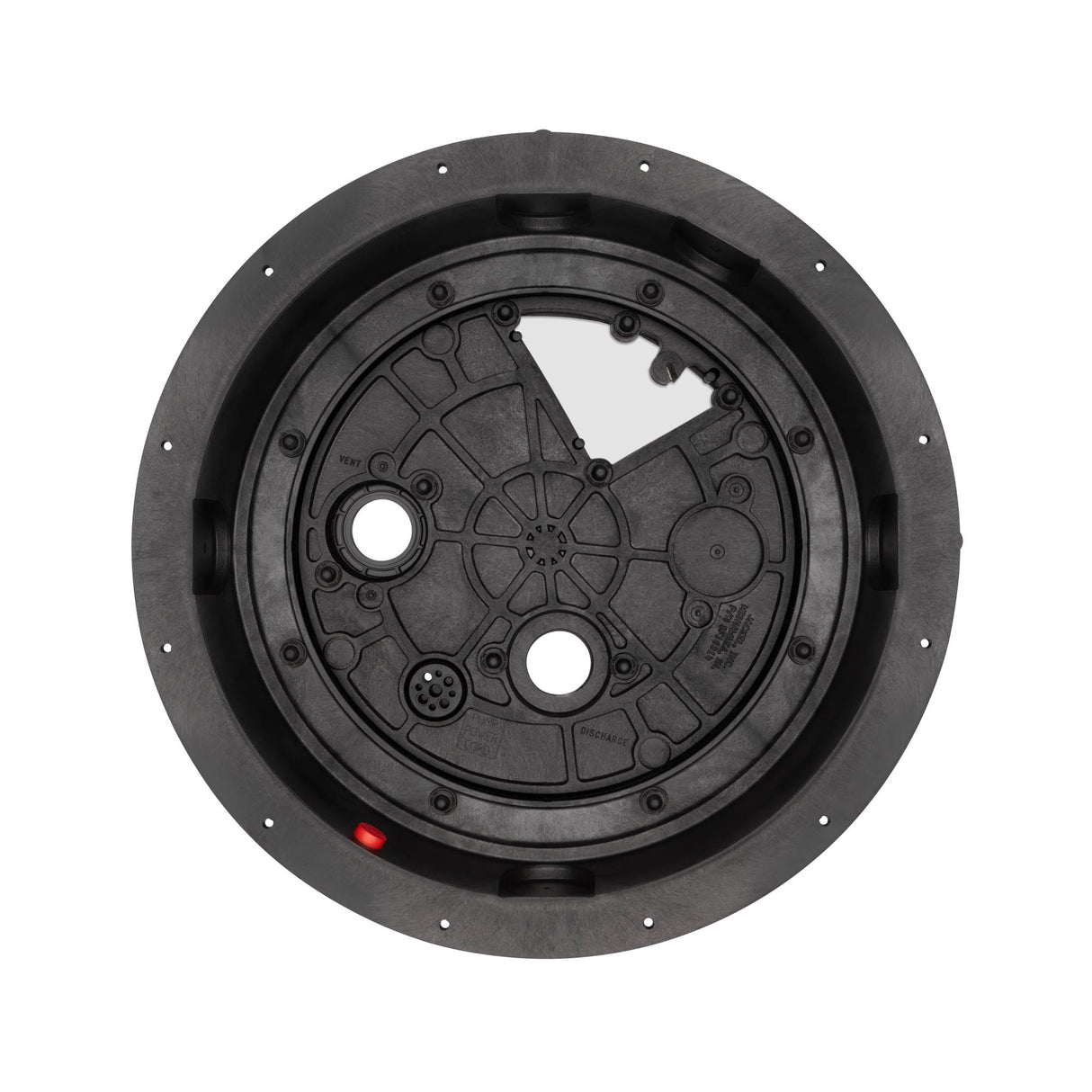 Jackel sump radon cover seal close-up — durable airtight sump barrier for Canadian radon systems