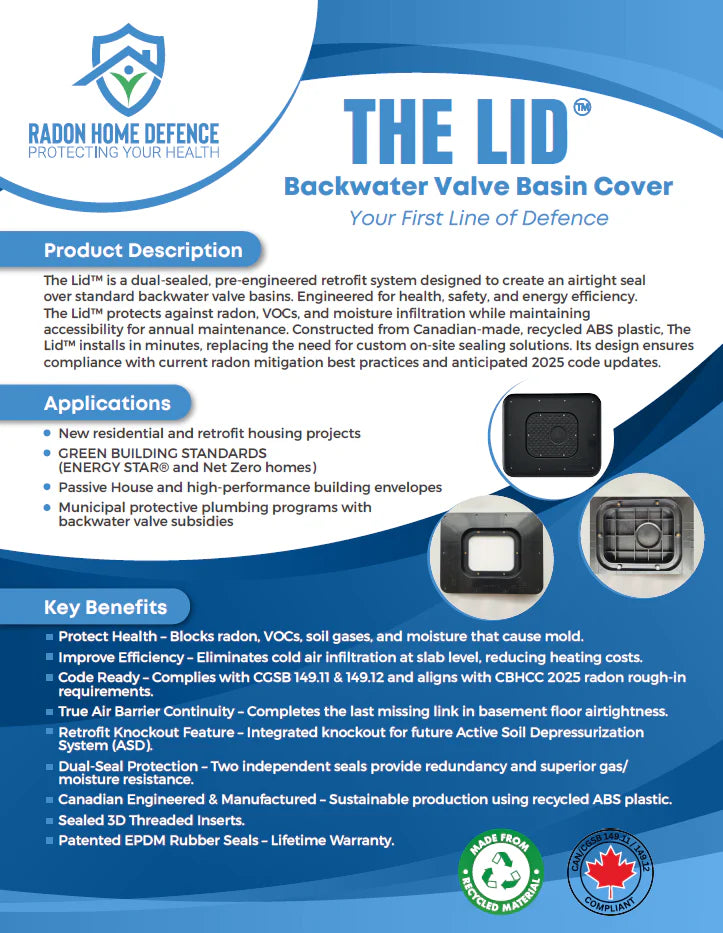 THE LID™ Backwater Basin Cover — Radon & Soil Gas Seal by Radon Home Defence