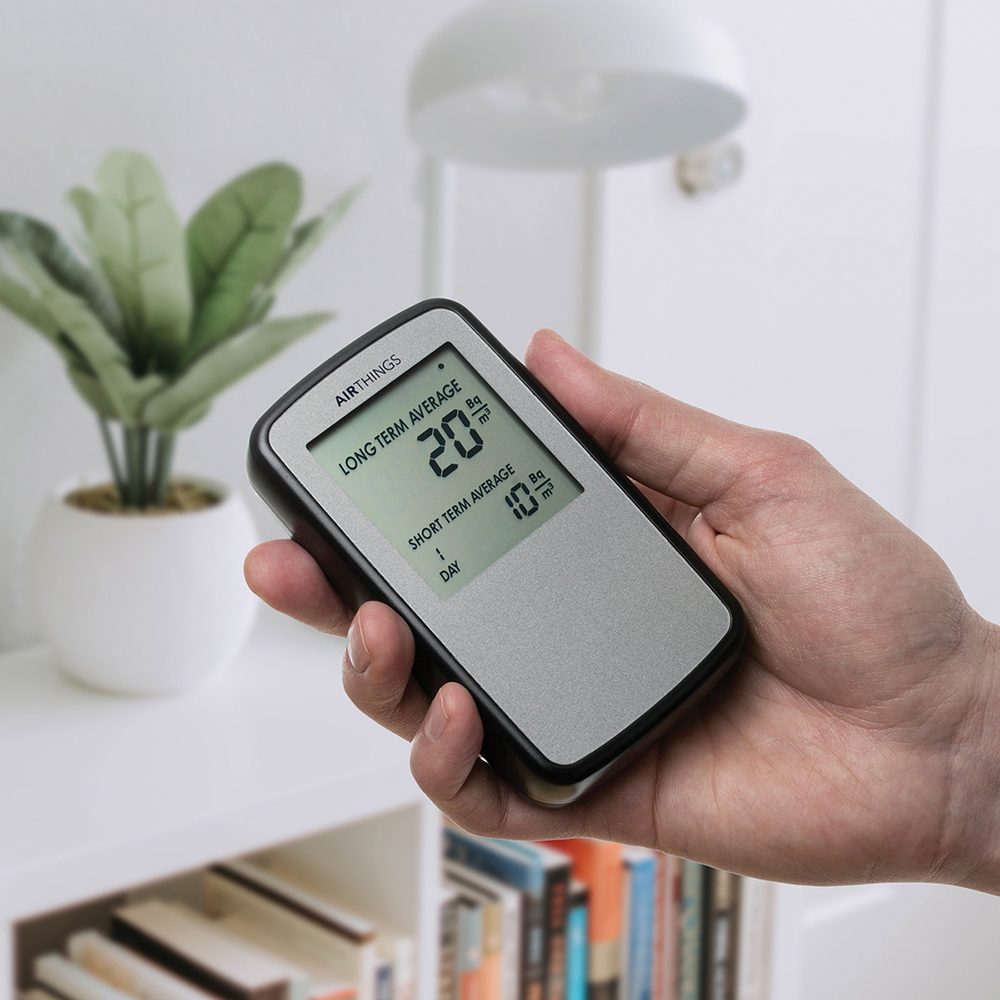 Airthings Corentium Home radon monitor in use — accurate long-term radon testing for Canadian homes and basements