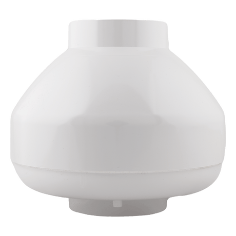 RadonAway RP140 Pro Series radon fan back — electrical connections and UL certified motor label