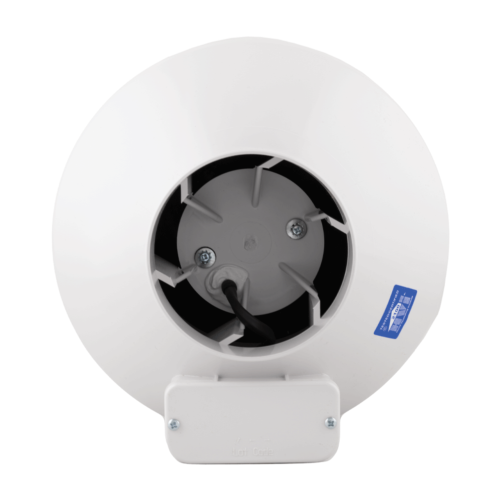 RadonAway RP140 Pro Series fan top inlet — radon suction port for sub-slab depressurization system