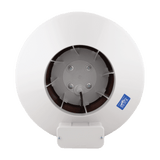 RadonAway RP265 Pro Series fan top inlet — 4-inch radon pipe suction port for sub-slab depressurization