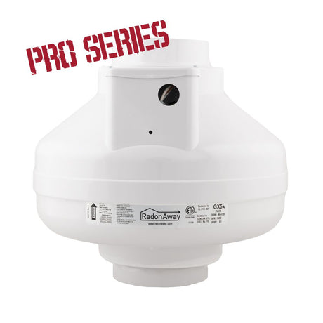 RadonAway GX5A Pro Series radon fan 28536 front view — high-suction radon mitigation fan for difficult soil conditions in Canada