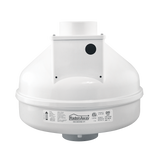 RadonAway GX5 radon fan front — compact 3-inch duct high-vacuum fan for sub-slab depressurization