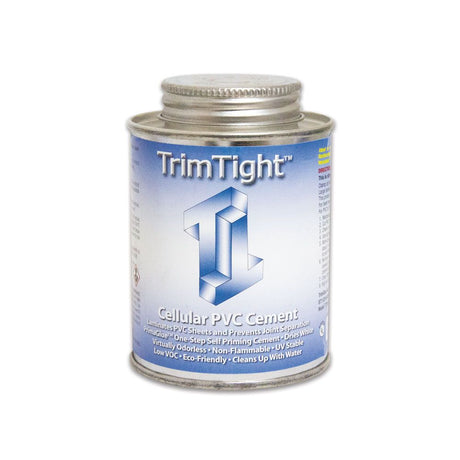 TrimTight cellular PVC cement 16oz — solvent cement for Schedule 40 PVC radon mitigation pipe connections in Canada
