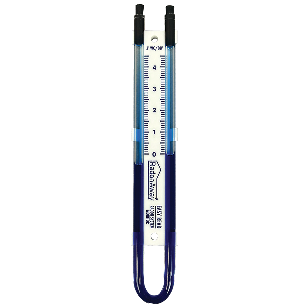 RadonAway Easy Read U-Tube Manometer - 0-4.5" Blue