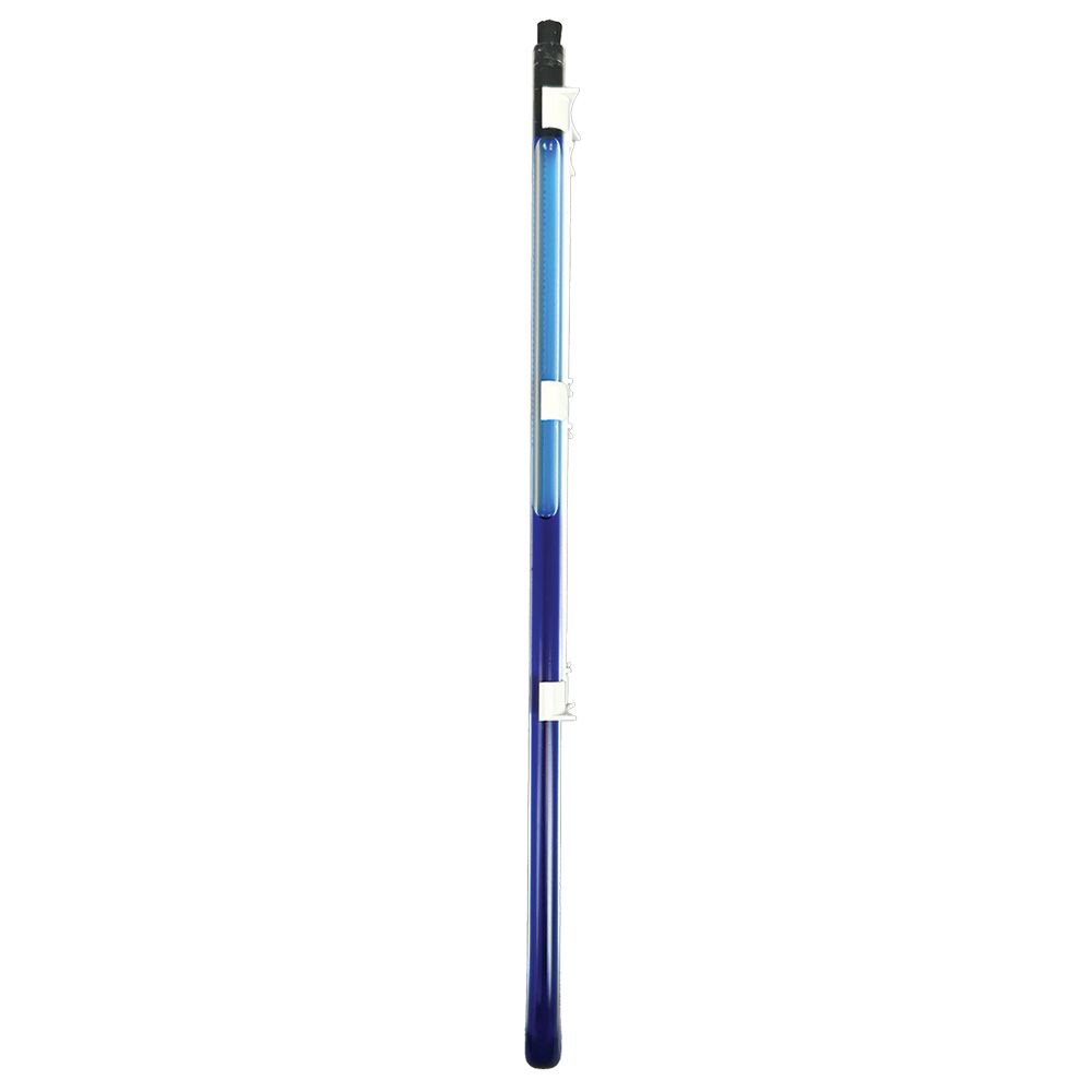 RadonAway U-Tube manometer side view — blue liquid radon system pressure indicator for Canadian mitigation diagnostics