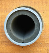 Radon fan muffler foam installed on PVC pipe — noise dampening for sub-slab depressurization systems in Canada