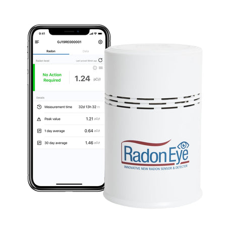 RadonEye RD200 radon detector with smartphone app — WiFi-enabled real-time radon monitor for Canadian homes, Health Canada compatible