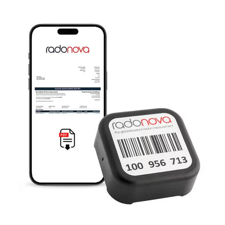 RadTrak alpha track radon test canister — passive long-term radon detector for accurate Canadian home radon measurement
