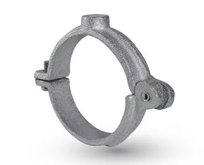4-inch galvanized split-ring pipe hanger — product shot on white background